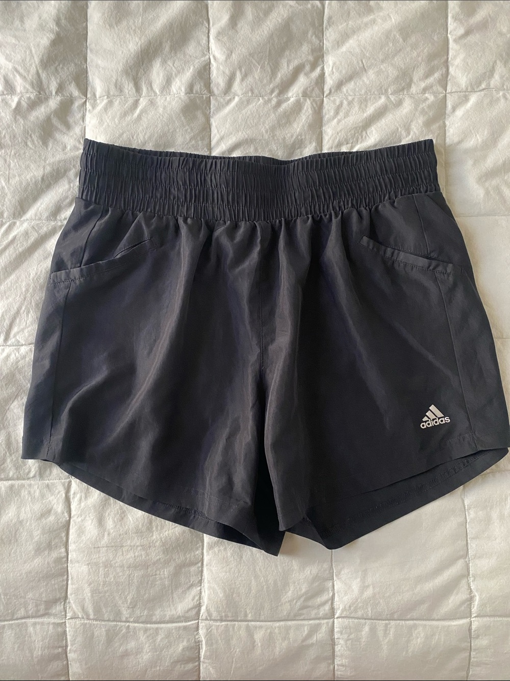 adidas Black Athletic Shorts with Elastic Smocked Waist
